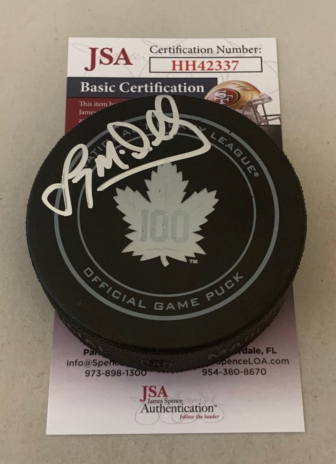 Lanny McDonald signed Toronto Maple Leafs 100th Anniversary Game Puck JSA