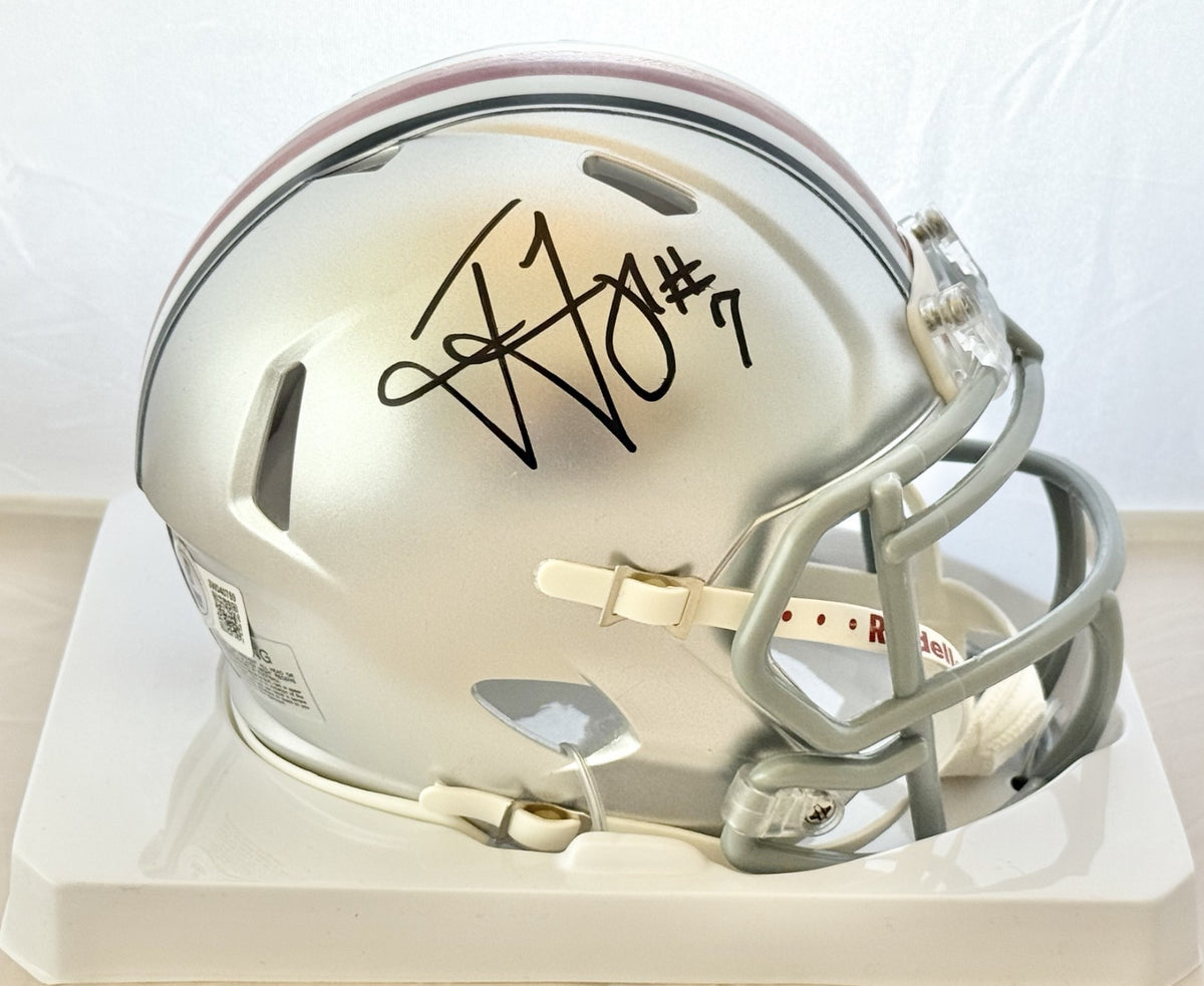 Ted Ginn Jr. signed Ohio State Buckeyes mini helmet Beckett Witnessed