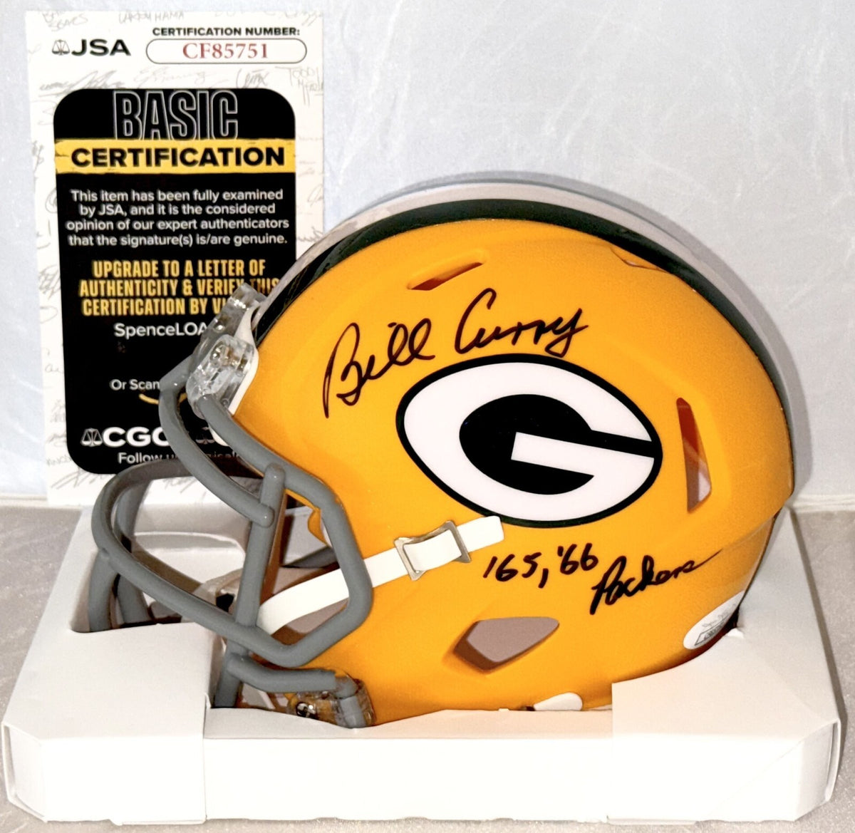 Bill Curry signed Green Bay Packers Throwback mini helmet autographed JSA