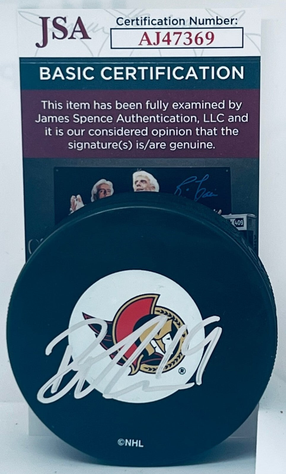 Drake Batherson signed Ottawa Senators Logo Puck autographed JSA