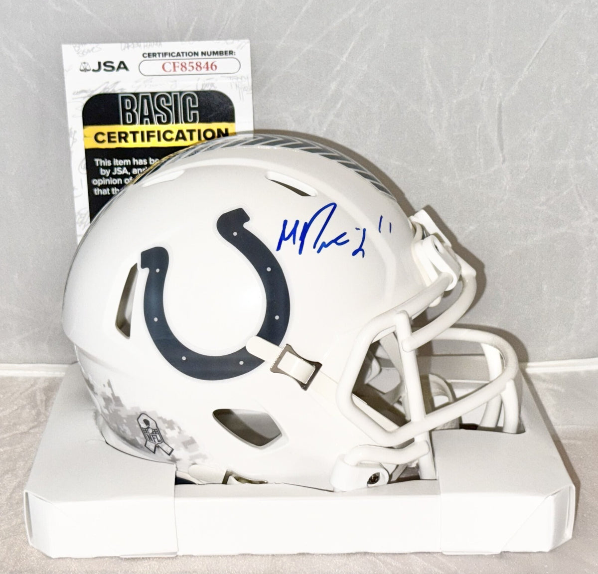 Michael Pittman Jr. signed Indianapolis Colts Salute To Service mini helmet JSA