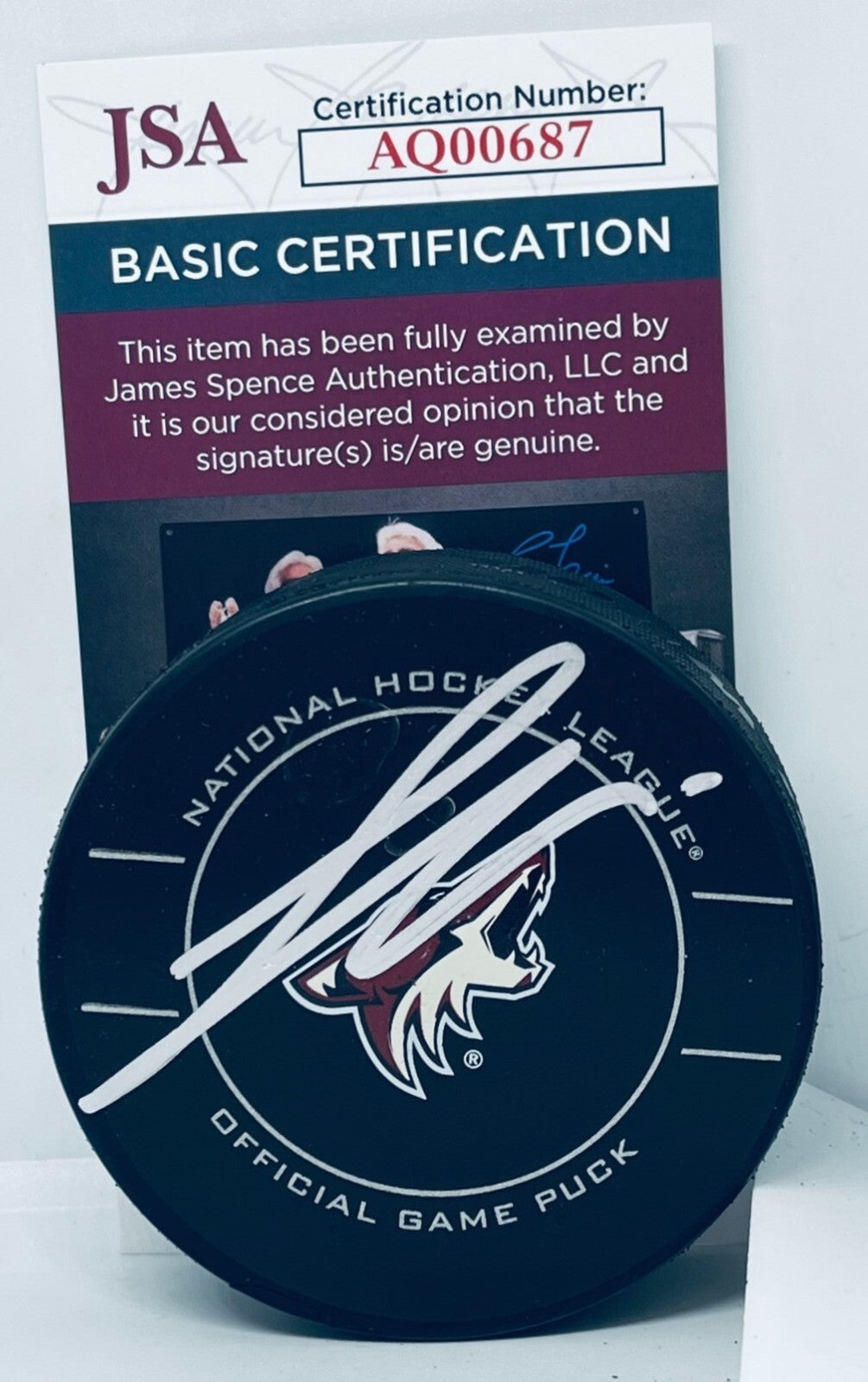 Logan Cooley signed Arizona Coyotes Official Game Puck autographed JSA