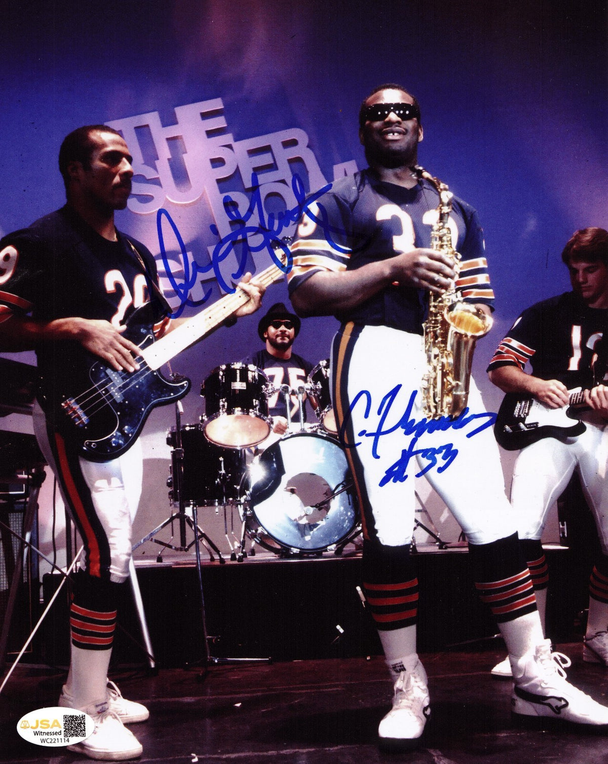 Dennis Gentry & Calvin Thomas signed Chicago Bears 8x10 photo #2 JSA Witnessed